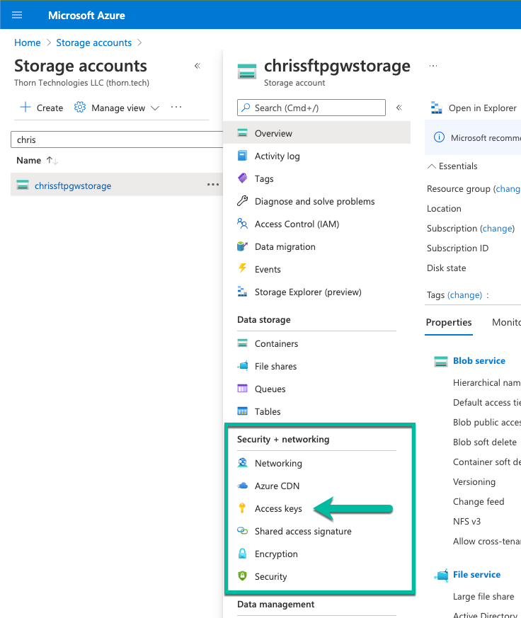 Storage Account Access Keys