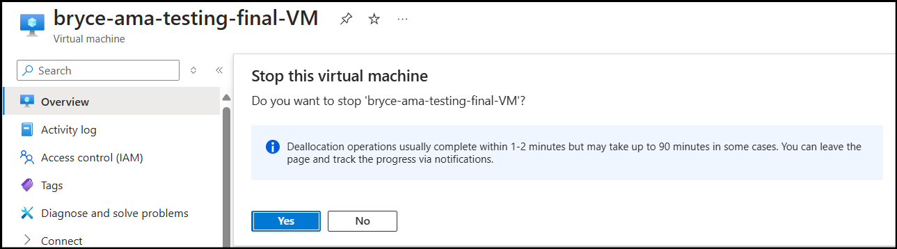 Stop the VM